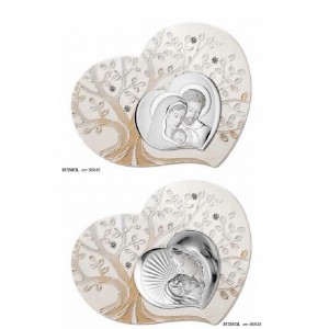 Quadro cuore in legno e argento 
